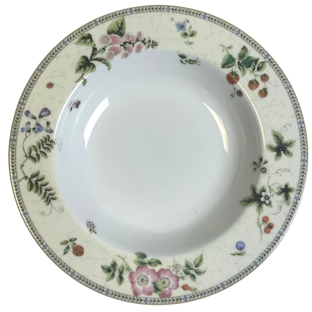 Wedgwood Vintage 1997 "Fleur" 9" Large Rim Soup/Pasta Bowls-Excellent-Set of 8